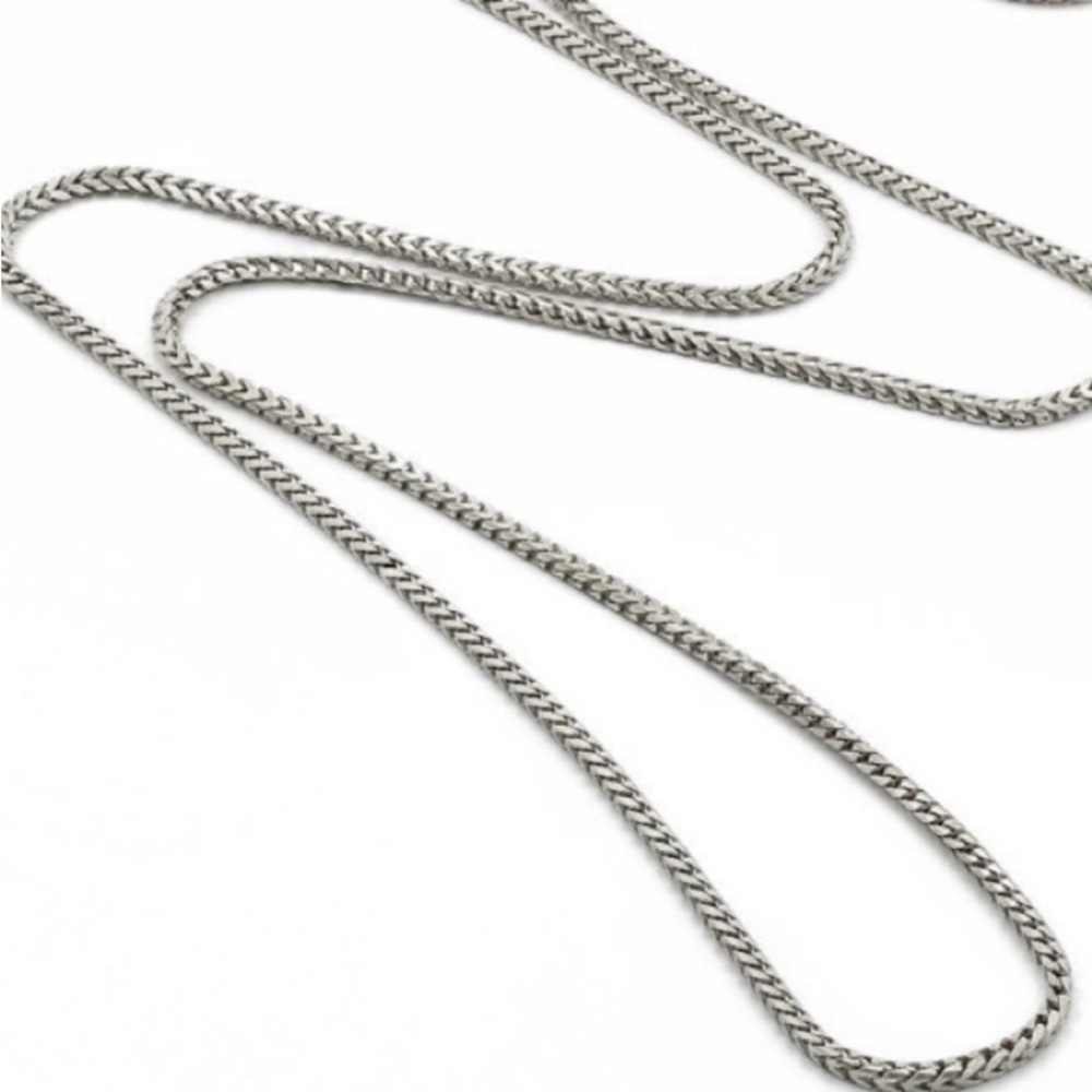 Unisex 925 Sterling Silver Square Foxtail Chain 24"